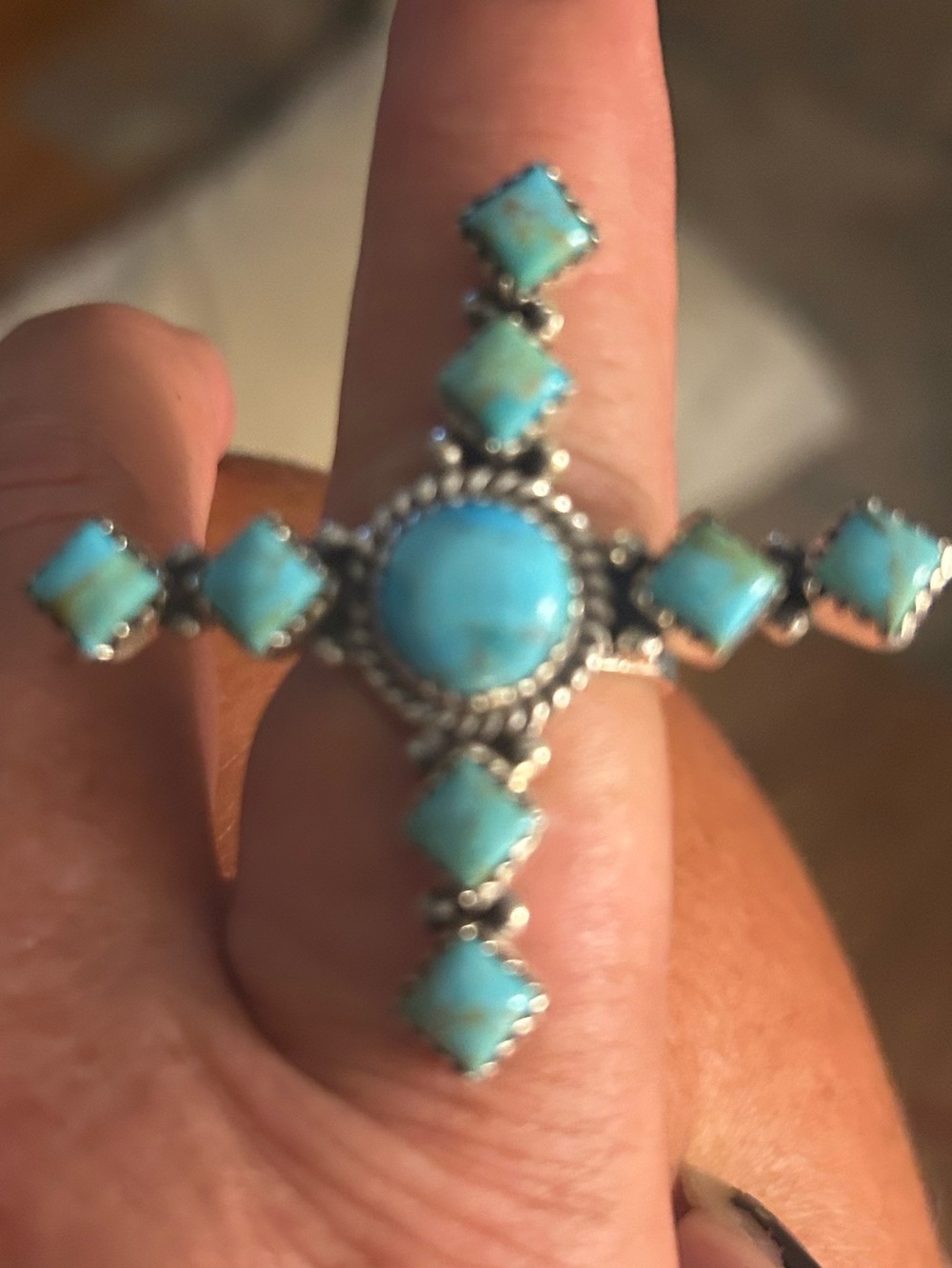 Turquoise cross ring